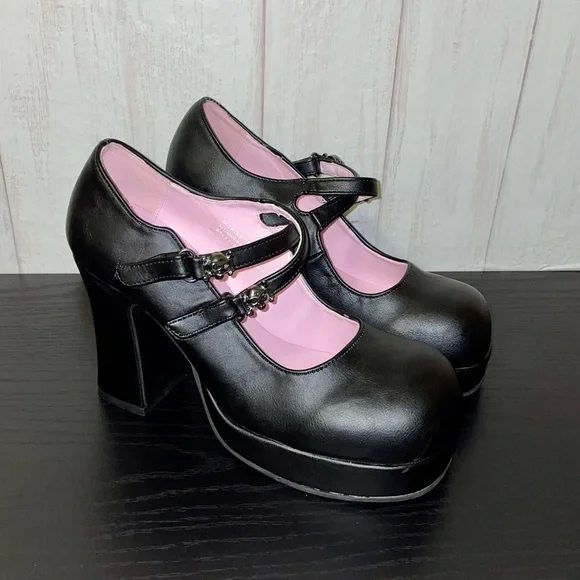 Demonia Shoes Demonia Double Strap Gothika Mary Jane Platform